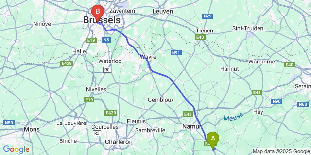Map: Brussels Midi Train Station to Courriere