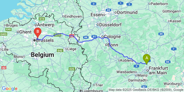Map: Brussels Zaventem Airport (BRU) to Emines