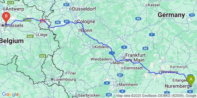 Map: Brussels Zaventem Airport (BRU) to Ere
