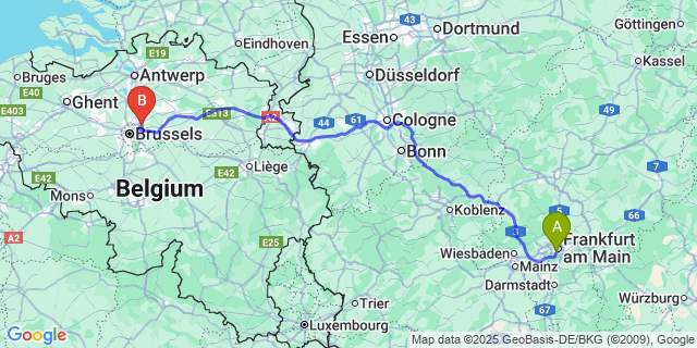 Map: Brussels Zaventem Airport (BRU) to Foret