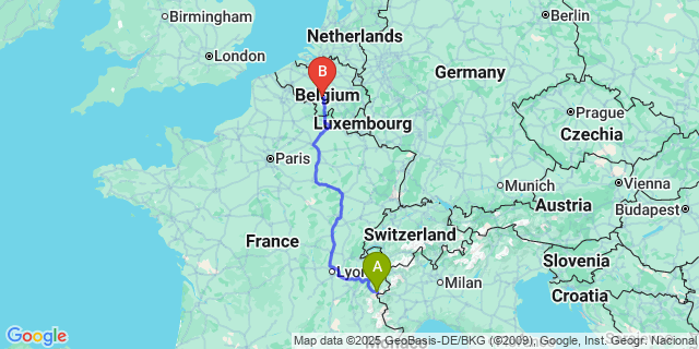 Map: Charleroi Airport Brussels South (CRL) to Fourneau