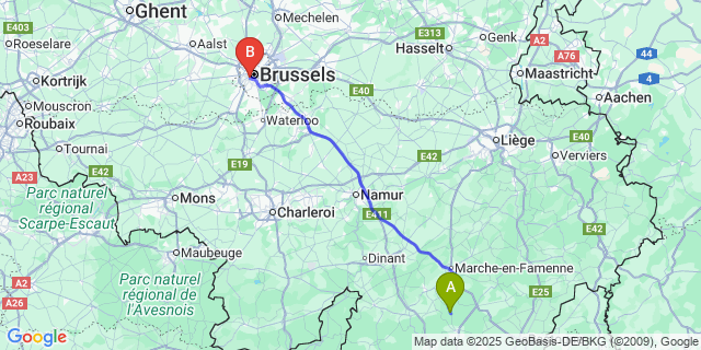Map: Brussels Midi Train Station to Fourneau Saint-Michel