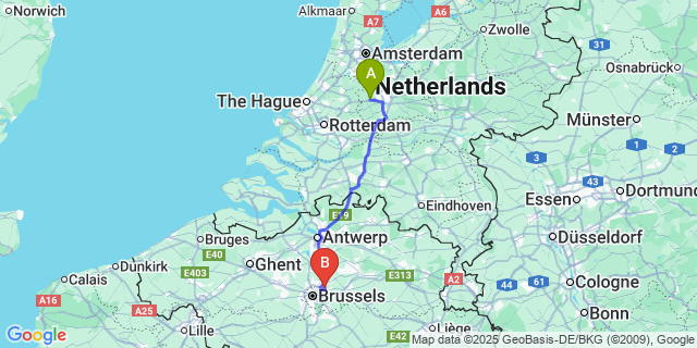 Map: Brussels Zaventem Airport (BRU) to Groenendaal