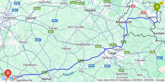 Map: Charleroi Airport Brussels South (CRL) to Groenendaal