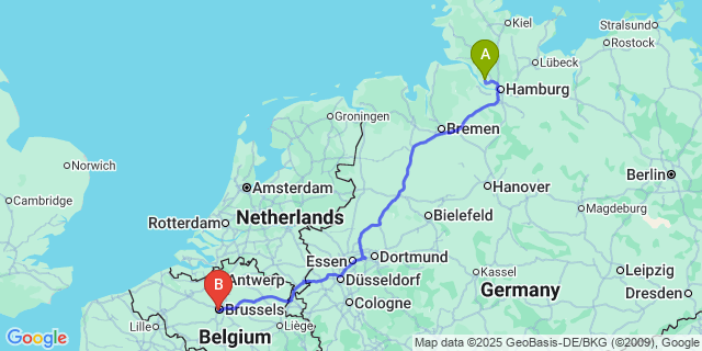 Map: Brussels Midi Train Station to Heist