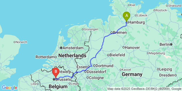 Map: Brussels Zaventem Airport (BRU) to Den Hoom