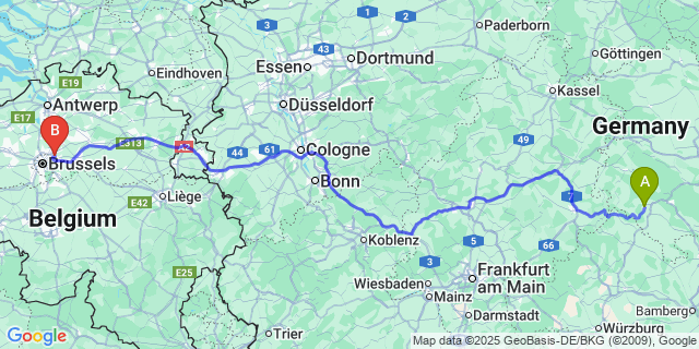Map: Brussels Zaventem Airport (BRU) to Java