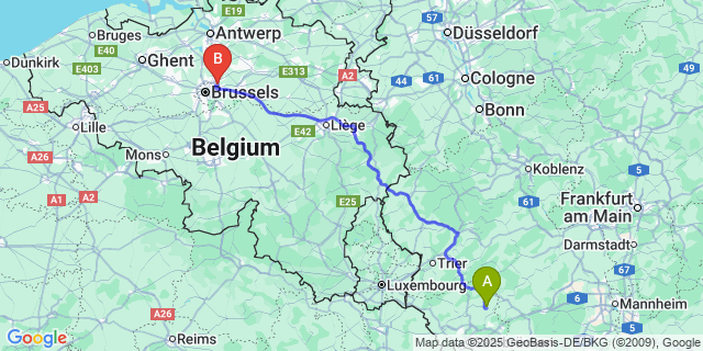 Map: Brussels Zaventem Airport (BRU) to Journal