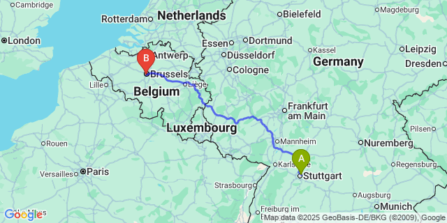 Map: Brussels Midi Train Station to Leuze
