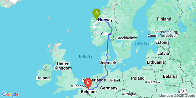 Map: Brussels Zaventem Airport (BRU) to Loen