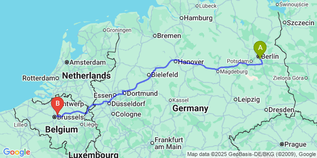 Map: Brussels Zaventem Airport (BRU) to Malem