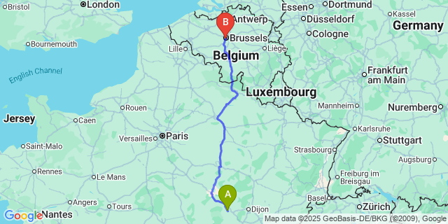 Map: Brussels Midi Train Station to Mont-Saint-Jean