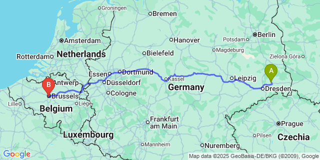 Map: Brussels Midi Train Station to Ossel
