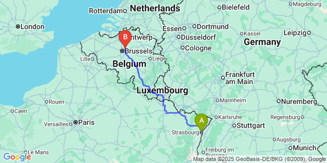 Map: Brussels Zaventem Airport (BRU) to Purgatoire