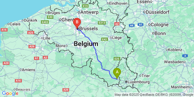 Map: Brussels Midi Train Station to Schoppach