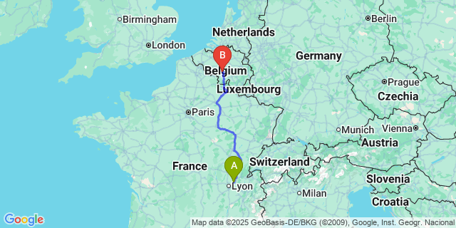 Map: Charleroi Airport Brussels South (CRL) to St. Eloi