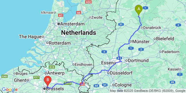 Map: Brussels Zaventem Airport (BRU) to Terheide