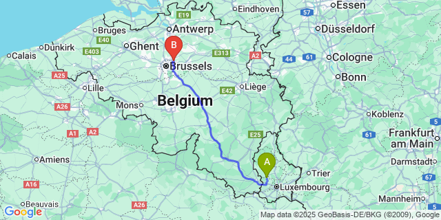 Map: Brussels Zaventem Airport (BRU) to Septfontaines