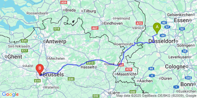 Map: Brussels Midi Train Station to Vorst