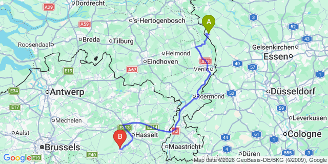 Map: Düsseldorf Weeze Airport (NRN) to Nieuwerkerken