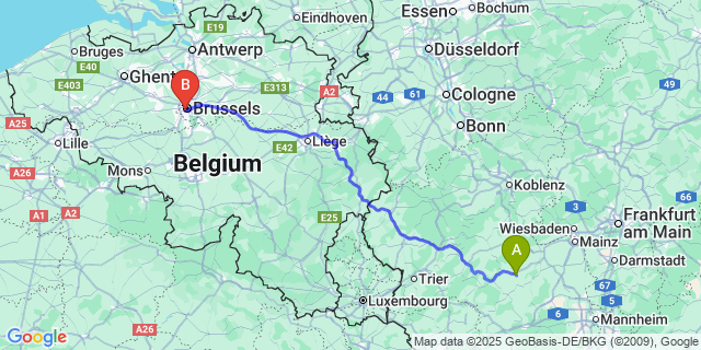 Map: Brussels Midi Train Station to Bolland