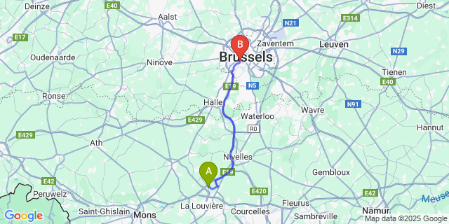 Map: Brussels Midi Train Station to Familleureux
