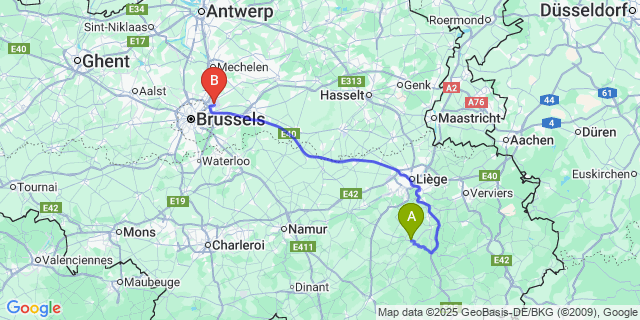 Map: Brussels Zaventem Airport (BRU) to Filot
