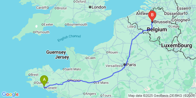 Map: Brussels Midi Train Station to Gestel