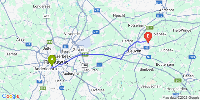Map: Brussels Midi Train Station to Aalsmeer