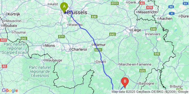 Map: Brussels Midi Train Station to Bougnimont
