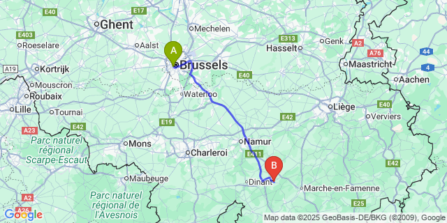 Map: Brussels Midi Train Station to Chapois
