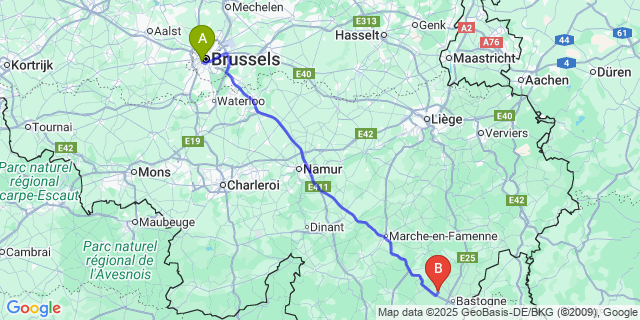 Map: Brussels Midi Train Station to Flamisoul