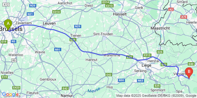 Map: Brussels Midi Train Station to Foyr