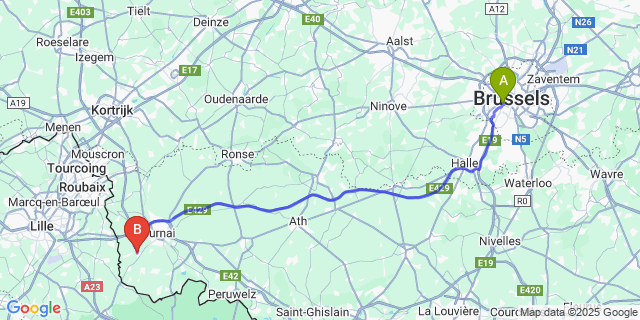 Map: Brussels Midi Train Station to Froidmont