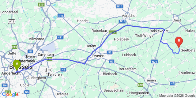 Map: Goirle to Brussels Midi Train Station