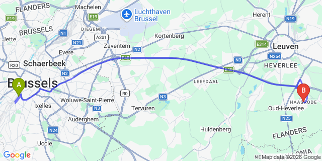 Map: Brussels Midi Train Station to Haasrode