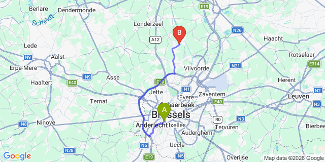 Map: Brussels Midi Train Station to Humbeek