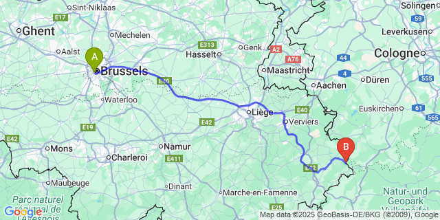 Map: Brussels Midi Train Station to Losheimergraben