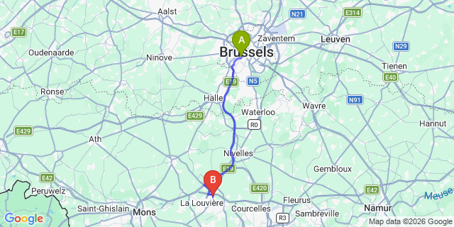 Map: Brussels Midi Train Station to Manage