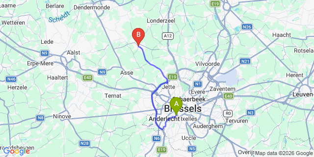 Map: Brussels Midi Train Station to Merchtem