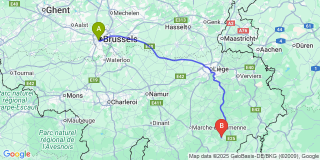 Map: Brussels Midi Train Station to Ollomont