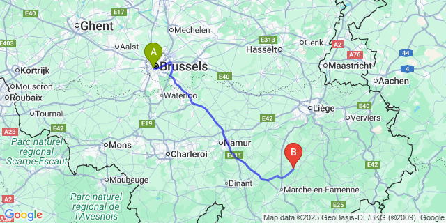 Map: Brussels Midi Train Station to Petit-Han