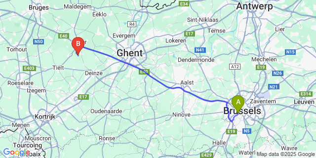 Map: Brussels Midi Train Station to Poeke