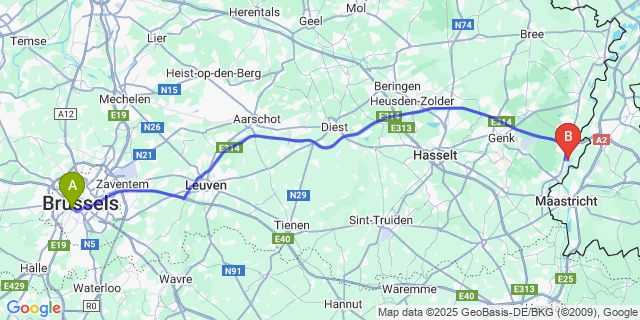 Map: Brussels Midi Train Station to Rekem