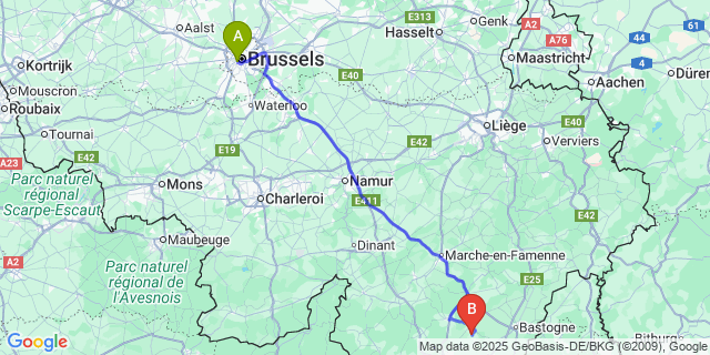 Map: Brussels Midi Train Station to Remagne