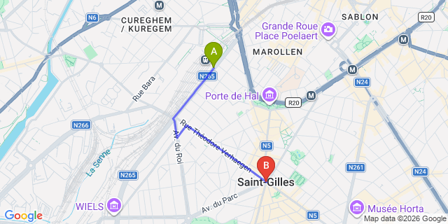 Map: Brussels Midi Train Station to Saint-Gilles