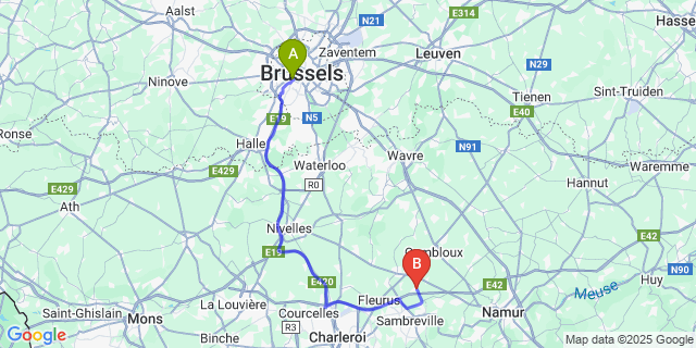 Map: Brussels Midi Train Station to Saint-Martin