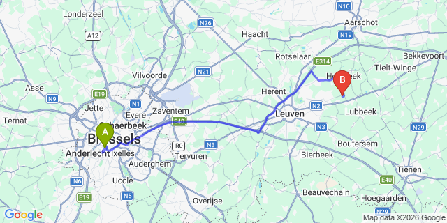 Map: Schagen to Brussels Midi Train Station