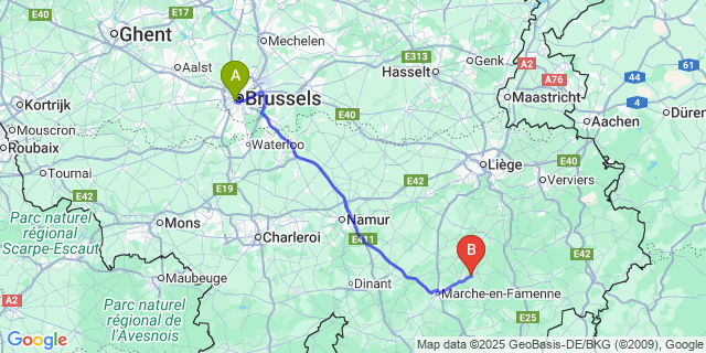 Map: Brussels Midi Train Station to Soy