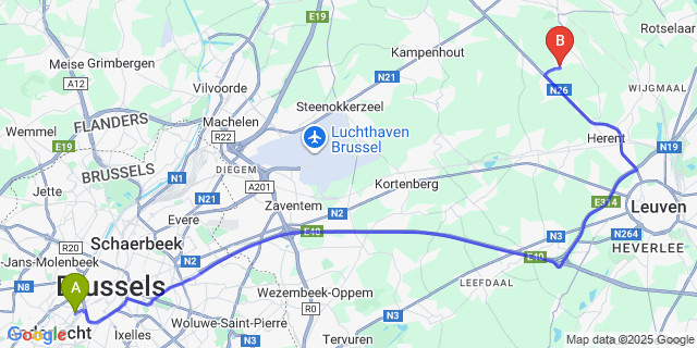 Map: Brussels Midi Train Station to Tildonk